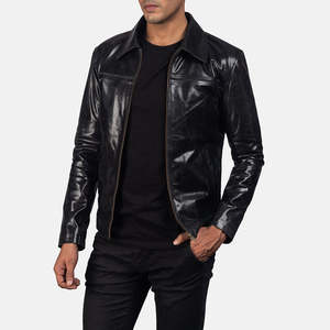 Veste en cuir de vache véritable noire pour homme, de seconde qualité, réversible, taille XS, pour l'automne - Product Image 2