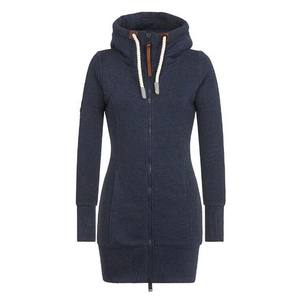 Sudadera con capucha larga para mujer, cuello redondo, estampada, ajustada, con cordón y cremallera, de invierno, ecológica, 100% algodón, forro polar, ropa exterior - Product Image 4