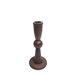 Ensemble de 3 bougeoirs de petite taille en fer et en bois de manguier couleur noyer foncé dessus de table de mariage en bois décoration de la maison - Product Image 3