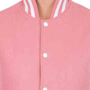 Nouveautés Laine Varsity Letterman Veste Manches Cuir Femmes Varsity Veste Hommes Vintage de rasheed mfg co couleur rose - Product Image 2