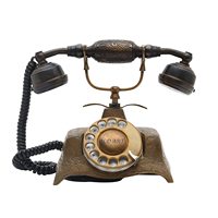 Téléphone fixe antique en laiton noir, téléphone fixe royal