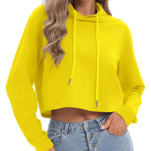 เสื้อฮู้ดครอปทรงหลวมสำหรับผู้หญิง ไซส์ผู้ใหญ่ ดีไซน์เรียบง่าย พร้อมโลโก้พิมพ์ด้านหน้า ระบายอากาศได้ดี เหมาะสำหรับฤดูใบไม้ร่วง/ฤดูหนาว - Product Image 1