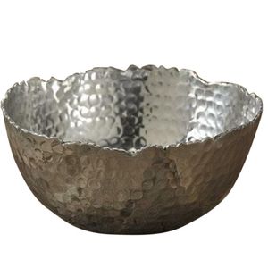 Bol décoratif en aluminium martelé hydroformé, fait main, moderne et durable - Finition argentée, usage domestique quotidien, artisanat Ali - Product Image 1