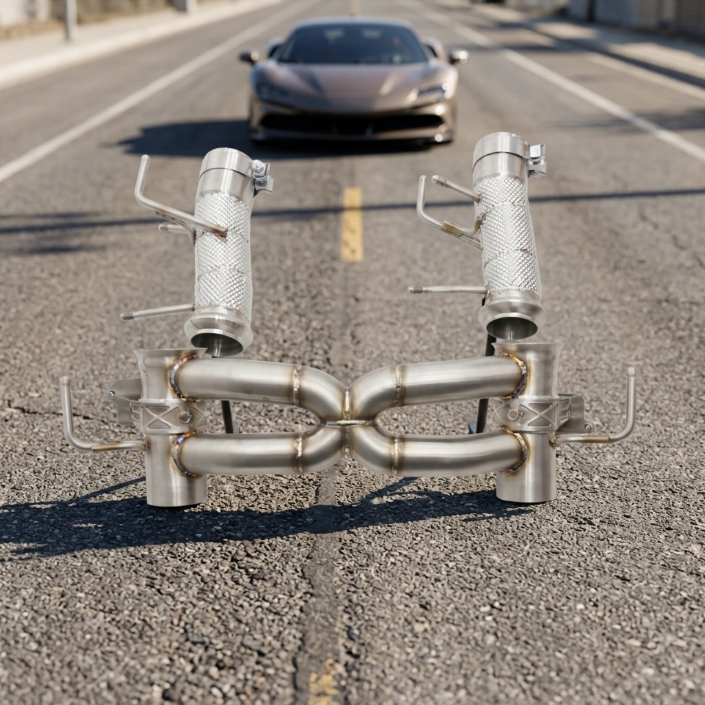 VantaFlow Stainless Steel 304 Performance Catback Exhaust System Mirror Polished for Ferrari SF90 4.0T V8 2019+ With OEM Valve