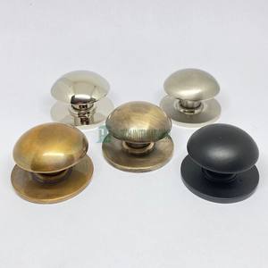 Perilla redonda de latón macizo para armario, perilla con placa de fondo de Metal antiguo de alta calidad, tirador de cajón de armario, Hardware al por mayor - Product Image 2
