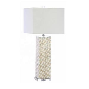 Premium Mother of Pearl Table <b>Lamp</b> with Decorative Tile Pattern Without <b>Shade</b> Stylish Bedside Nightstand Wedding Home Lighting - Product Image 4