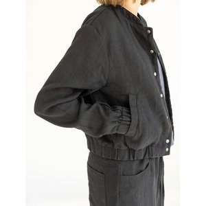 Vêtements d'hiver Vestes pour femmes de haute qualité Blouson d'aviateur en lin à manches longues pour femmes - Product Image 3