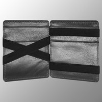 Dompet ajaib dompet kartu kulit dengan pita elastis tahan lama kuat slot kartu kantung koin ritsleting logo kustom emboss
