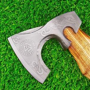 Hache Viking Mini en Acier au Carbone de 14 Pouces avec Manche en Bois, Design Authentique de Tomahawk pour Fendre les Bois, par Steel Craft International - Product Image 5