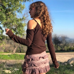 Elven Fairy Cut Out Shoulder <b>Top</b> Boho Long Sleeve Blouse <b>Festival</b> Outfit Summer <b>Top</b> Gift for Her At Wholesale Price - Product Image 4