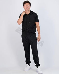 Vente en gros de t-shirt à capuche décontracté de haute qualité pour hommes imprimé sur mesure streetwear court en coton polyester string uni épais court - Product Image 5