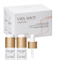 Ampoule liquide éclaircissante, blanchissante et anti-âge à la glycérine pour le soin du visage, enrichie en acide hyaluronique, vitamine C et niacinamide, contre les taches brunes et les décolorations.