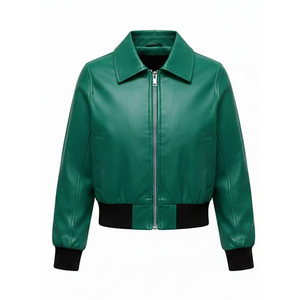 Chaqueta Bomber Impermeable de Algodón Azul Verde Azulado para Mujer, Ajustada, Informal, para Motocicleta - Product Image 5