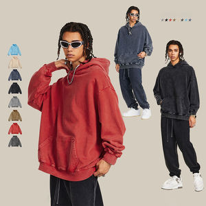 Sudadera con capucha antigua lavada con ácido y tinte de corbata de alta calidad personalizada, sudaderas con capucha bordadas con estampado gris oscuro, envío ODM DDP para hombres y mujeres - Product Image 2