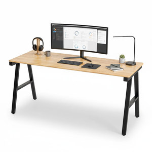 Aconcept HBAC026 160x60cm <b>Solid</b> <b>Wood</b> <b>Desk</b> with Iron Legs Minimalist Contemporary Design Durable for Office or Bedroom Use - Product Image 1