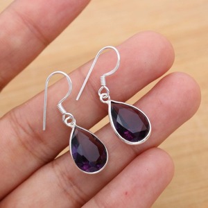 925 boucles d'oreilles en argent Sterling massif boucles d'oreilles améthyste pierres précieuses boucles d'oreilles bijoux en argent pour femmes filles Design tendance - Product Image 3