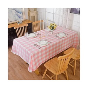 Nappe carrée en coton à carreaux roses, style classique, lavable et résistante à l'huile, pour la maison - Product Image 1