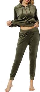 Conjunto Deportivo de 2 Piezas de Terciopelo 100% Algodón al por Mayor, Sudadera con Capucha y Pantalones de Chándal de Terciopelo para Mujer, Invierno, Ecológico, Ligero, para Gimnasio - Product Image 5