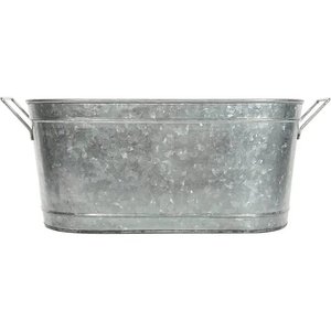 Macetas galvanizadas decorativas para interiores y exteriores con mango de forma ovalada Juego de 2 macetas de flores de metal hechas a mano - Product Image 5