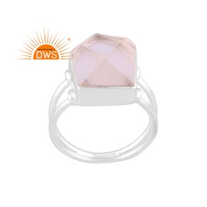 Square Cut Clear Crystal <b>Quartz</b> Gemstone <b>Ring</b> Wholesale 925 Sterling Silver Stackable <b>Ring</b> For Womens Jewelry - Product Image 1