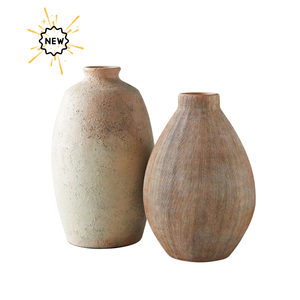 Pot de fleurs en céramique beige, ensemble de jardinières émaillées, vase texturé contemporain pour la maison, le jardin et le bureau - Product Image 3