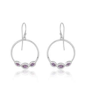 Natural Amethyst Gemstone <b>Earrings</b> Wholesale Party Wear Gold Plated 925 Silver Hoop <b>Earrings</b> Jewelry Vintage Collection - Product Image 2