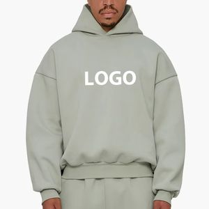 Sudadera con Capucha Estilo Cuadrado, Gruesa, 100% Algodón, Sudadera Extra Grande de Felpa, Fabricante de Sudaderas Cortas Personalizadas para Hombre - Product Image 4