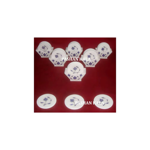 ชุดจานรองแก้วชาหินอ่อนสีขาวโบราณรูปทรงกลมลายดอกไม้ ดีไซน์โดดเด่นไม่เหมือนใคร สำหรับตกแต่งบ้านและร้านอาหาร - Product Image 1