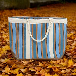 Custom Eco-Friendly Reusable <b>Zipper</b> <b>Nylon</b> Shopping <b>Bag</b> Striped Stand Cosmetic for Toiletry Pouches Fashionable Travel Beach Make - Product Image 2