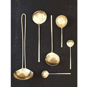 Juego de cubiertos de 5 piezas de calidad superior con asas de latón, cubiertos elegantes de cocina para el hogar para bodas, eventos, vajilla de comedor - Product Image 2