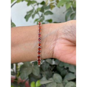 สร้อยข้อมือเทนนิสทรงวงรีประดับซิทรินเงินแท้ 925 เครื่องประดับทันสมัยและสง่างาม - Product Image 2