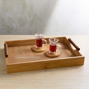 Acacia Wooden Rectangle Serving Tray With Handle for Kitchenware Home and Hotel <b>Tabletop</b> Tea & Coffee Serving Trays - Product Image 3