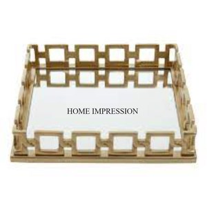 Aluminum Casted Silver Color Finishing Shiny Polished Attractive Look Frame Hotel & Restaurants Table Centerpiece <b>Mirror</b> <b>Tray</b> - Product Image 5