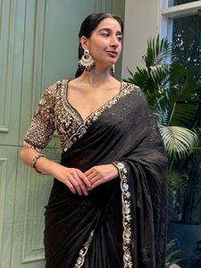 Dernier concepteur doux Rangoli soie broderie séquence travail Saree & Blouse pour les femmes meilleur prix indien et pakistanais vêtements - Product Image 2