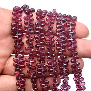 Rodolita granate piedra preciosa 6x4mm facetado lágrima Briolette cuenta rodolita Natural piedras preciosas semipreciosas gotas sueltas para joyería - Product Image 2