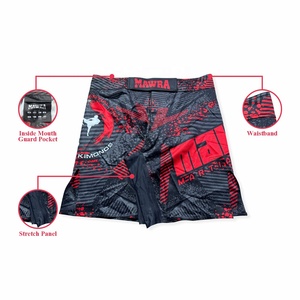 Pantalones cortos MMA para hombre hechos a medida OEM al por mayor pantalones cortos elásticos impresos sublimados con logotipo frontal para luchar - Product Image 2