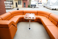 Bateau ponton à deux étages Kinocean OEM de 30 pieds avec pont supérieur, cuisine, toilettes et canapé, ponton de luxe personnalisé directement en usine