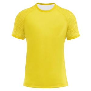 Camiseta de Compresión de Manga Corta Amarilla para Hombre, Secado Rápido, Transpirable, para Entrenamiento, Gimnasio, Camiseta Deportiva, Capa Base de Alto Rendimiento - Product Image 1