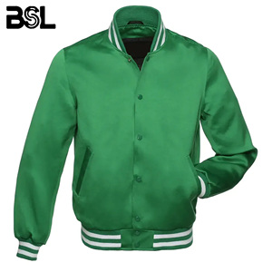 Chaqueta de invierno de satén personalizada unisex bordada High Street Baseball Letterman College Design Stand Collar estilo casual OEM teñido - Product Image 5