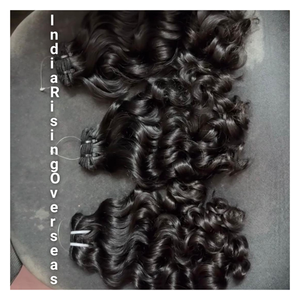 Máquina de doble trama cruda natural rizado sin procesar cutículas alineadas sin enredos extensiones de cabello humano indio al por mayor - Product Image 3
