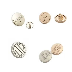 Factory price engraved silver brand logo custom clothes denim metal jeans shank button for clothing