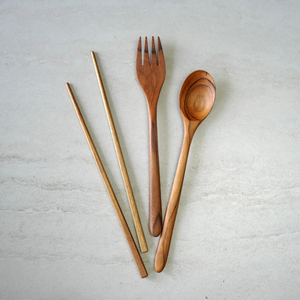 Juego de cubiertos de madera natural de diseño personalizado, juego de tenedor, cuchara y cuchillo de madera, los mejores utensilios de cocina de proveedor indio - Product Image 4