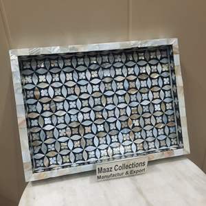 Bandeja de madera de tamaño personalizado con elegante incrustación de hueso para el hogar o restaurante comedor y servicio de comida - Product Image 4