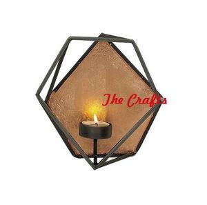 Porte-bougie mural de design classique en fer noir et or, porte-bougie mural suspendu à prix abordable - Product Image 1