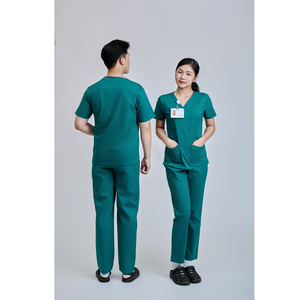 Ensemble de blouses médicales unisexes FMF en coton et élasthanne, fabrication vietnamienne, vert chirurgical, accessoires, uniformes d'hôpital - Product Image 3