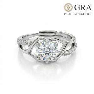 NOVAMART Fine 1 Carat Moissanite Diamond <b>Solitaire</b> <b>Ring</b> in <b>Silver</b> Free Size for Women Your Queen Wholesale Export - Product Image 4