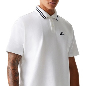 Polo de golf pour hommes, col blanc, impression personnalisée, logo brodé, dernier modèle, polyester tricoté, sublimation, couleur unie - Product Image 3