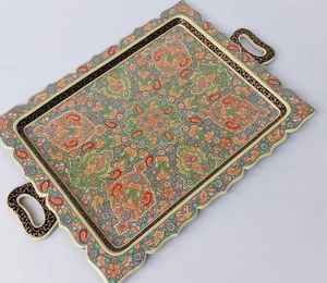 Bandejas maché de papel hechas a medida con intrincados patrones pintados a mano ideales para tiendas de decoración del hogar ideal para reventa - Product Image 3