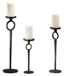 Bougeoirs coniques en métal Vlack de mariage, bougeoir en métal en acier, support doré, ensemble de 3 bougeoirs haute utilisation de mariage - Product Image 1