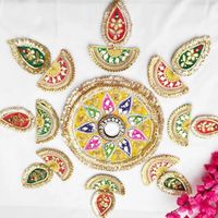 Porte-bougie élégant en métal Rangoli Art Déco, collection AARNA, écologique, à poser au sol, décorations pour la maison et les mariages